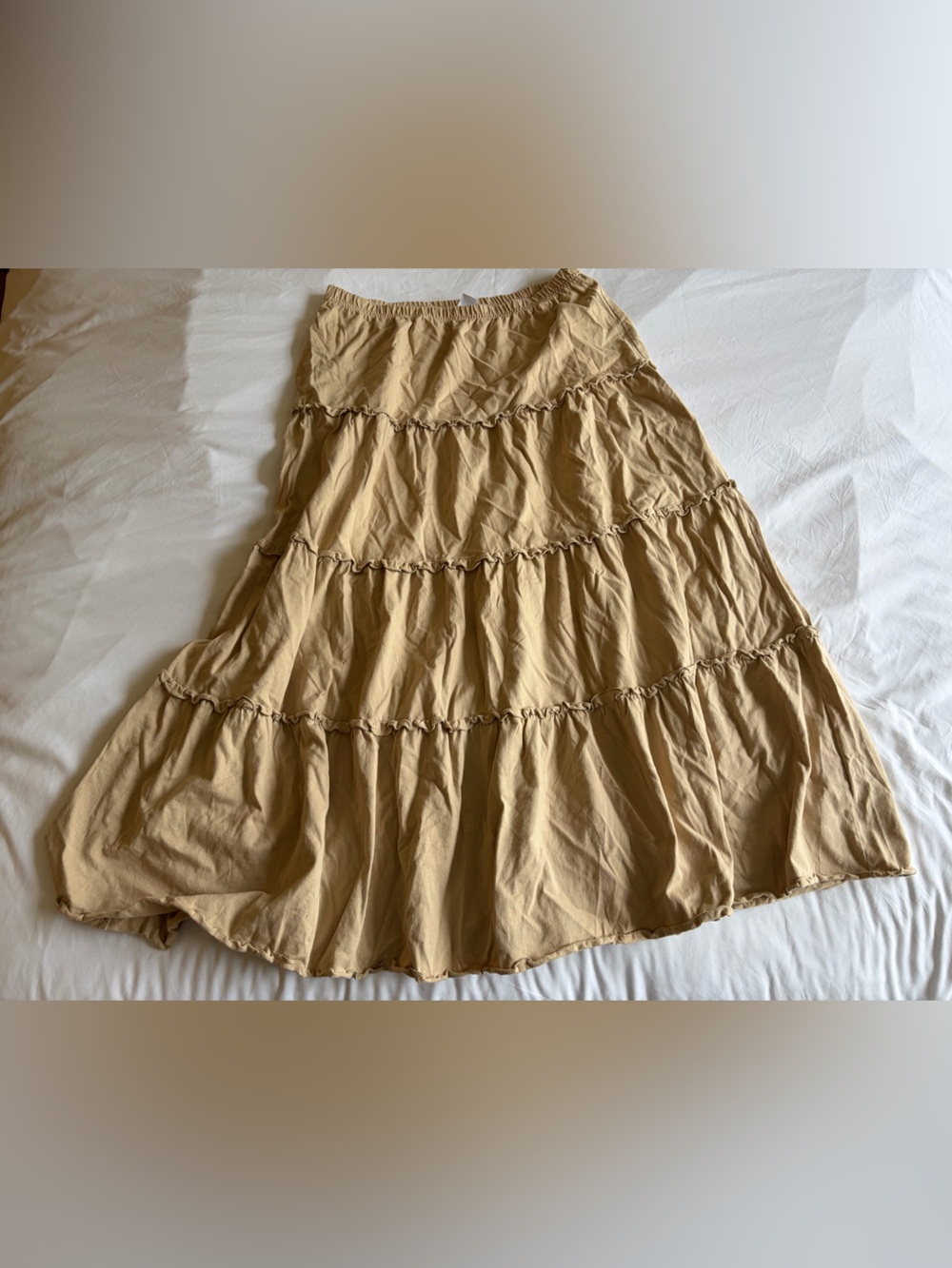 Tiered Maxi Skirt in Tan
